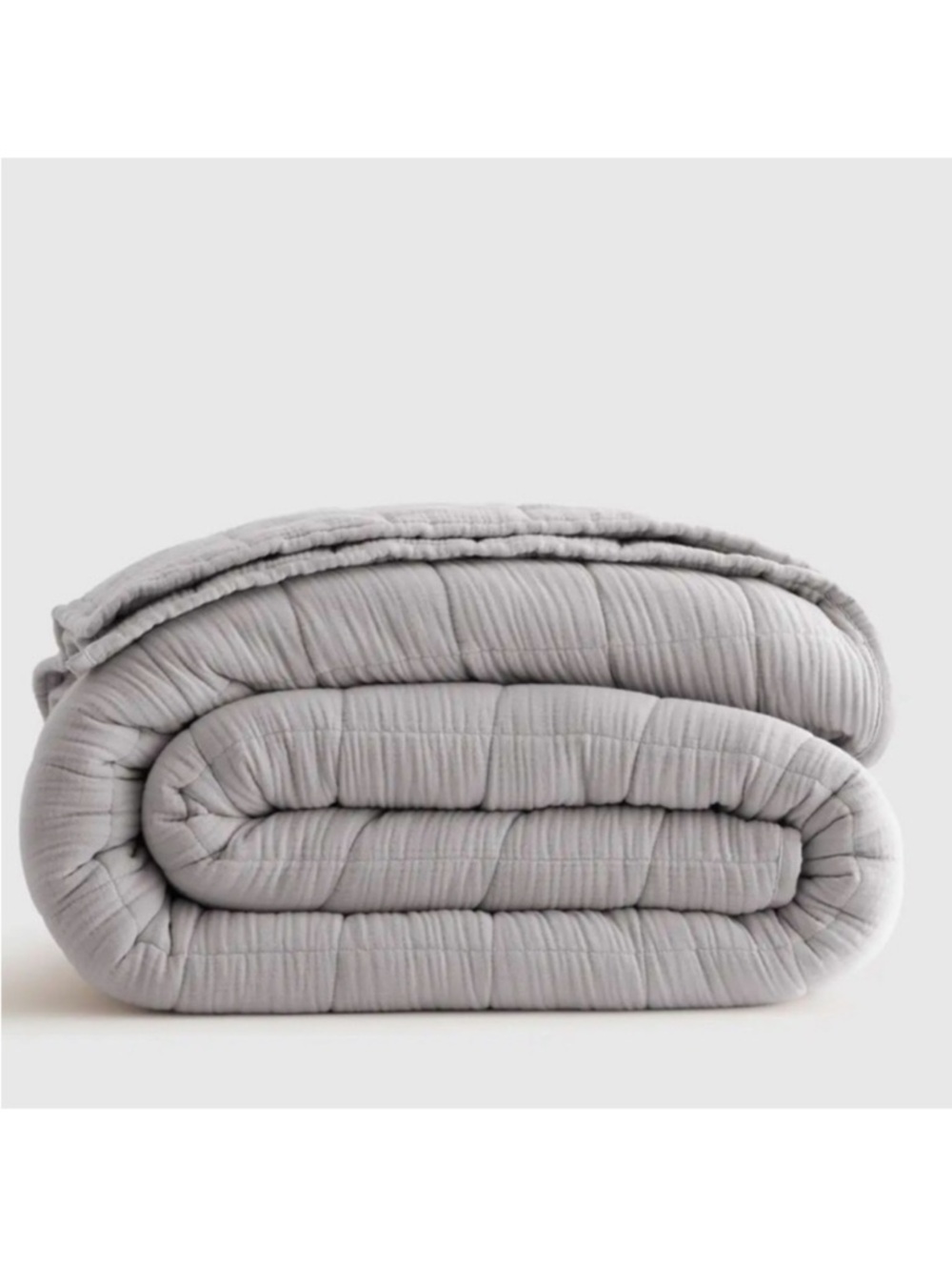 NWT QUINCE Organic Airy Gauze Box Quilt Full/Queen Fog Grey 7209